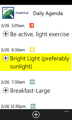 StopJetLag Agenda on Windows Phone 7 StopJetLag Agenda on Windows Phone 7